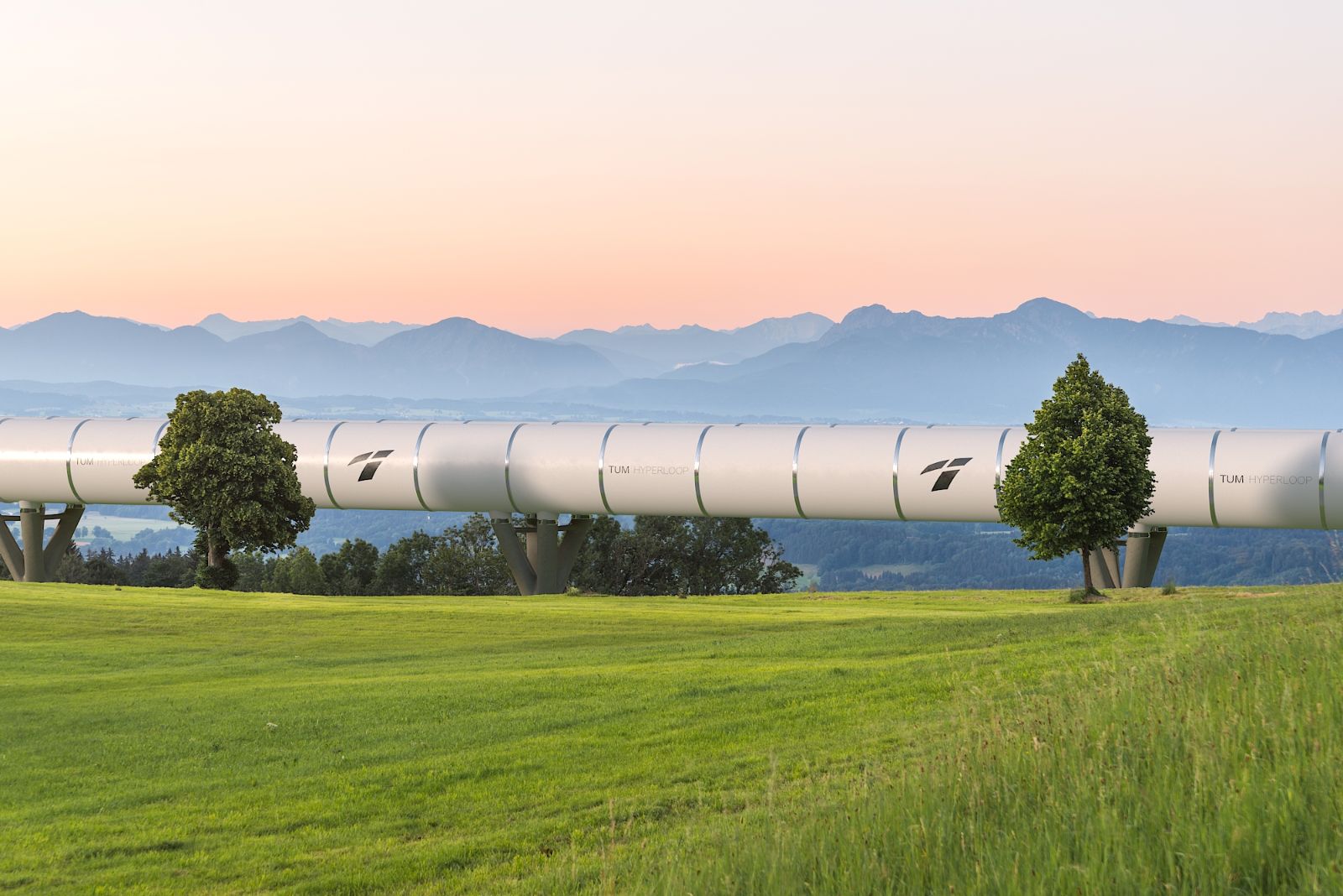 Rendering of a Hyperloop system concept in Bavaria, Germany